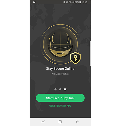 Screenshot of VPN Proxy Master's prompt to make you sign up for the free trial
