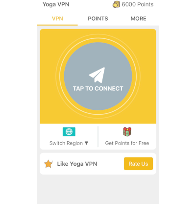 Yoga VPN connect screen in our Yoga VPN review
