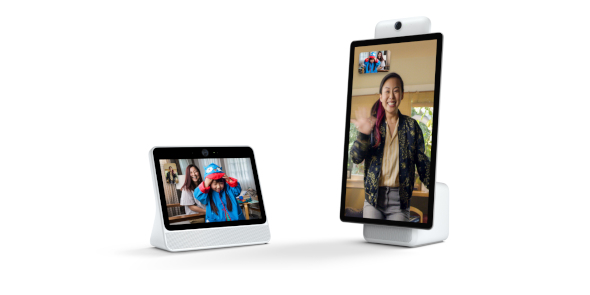 Facebook Portal in white, duo Facebook Portal in white, duo