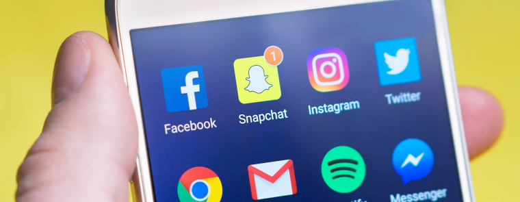 Social and email apps on a smartphone Social and email apps on a smartphone