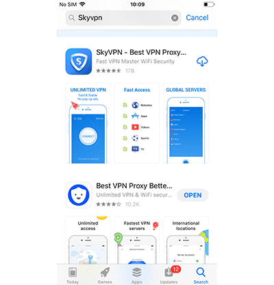 Screenshot of SkyVPN's listing in the Google Play Store