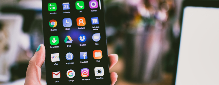 Android apps on a phone screen Android apps on a phone screen