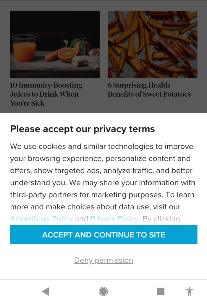 Mobile consent screen design