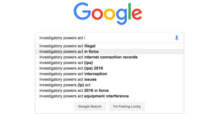 Google search for Investigatory Powers Act