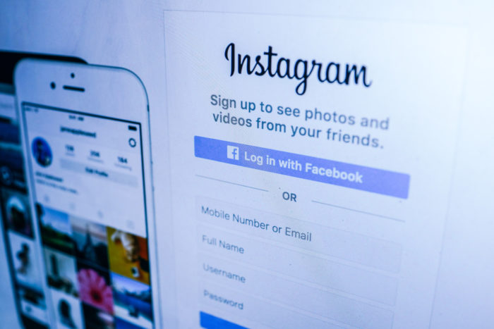 Instagram Facebook login screen