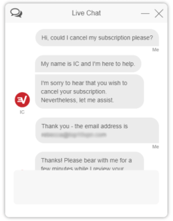 Begäran om återbetalning via ExpressVPN:s livechatt