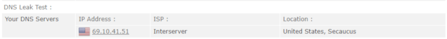 Screenshot of DNS Leak Test While Connected to ExpressVPN