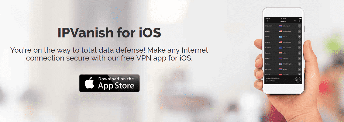 Página de descarga de ipvanish iOS
