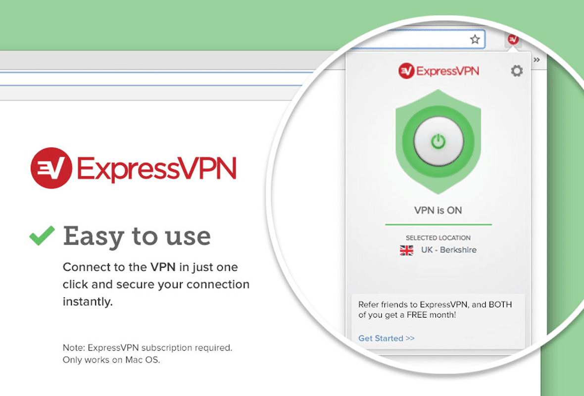 ExpressVPN's Website Showing a Screenshot of its Browser Extension ExpressVPN's Website Showing a Screenshot of its Browser Extension