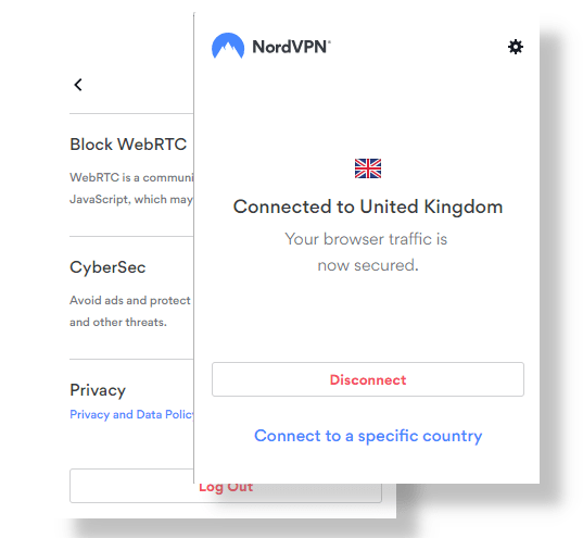 Extensión de navegador de NordVPN