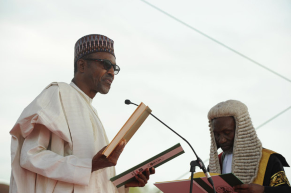 President Muhammadu Buhari at his presidential inauguration in 2015