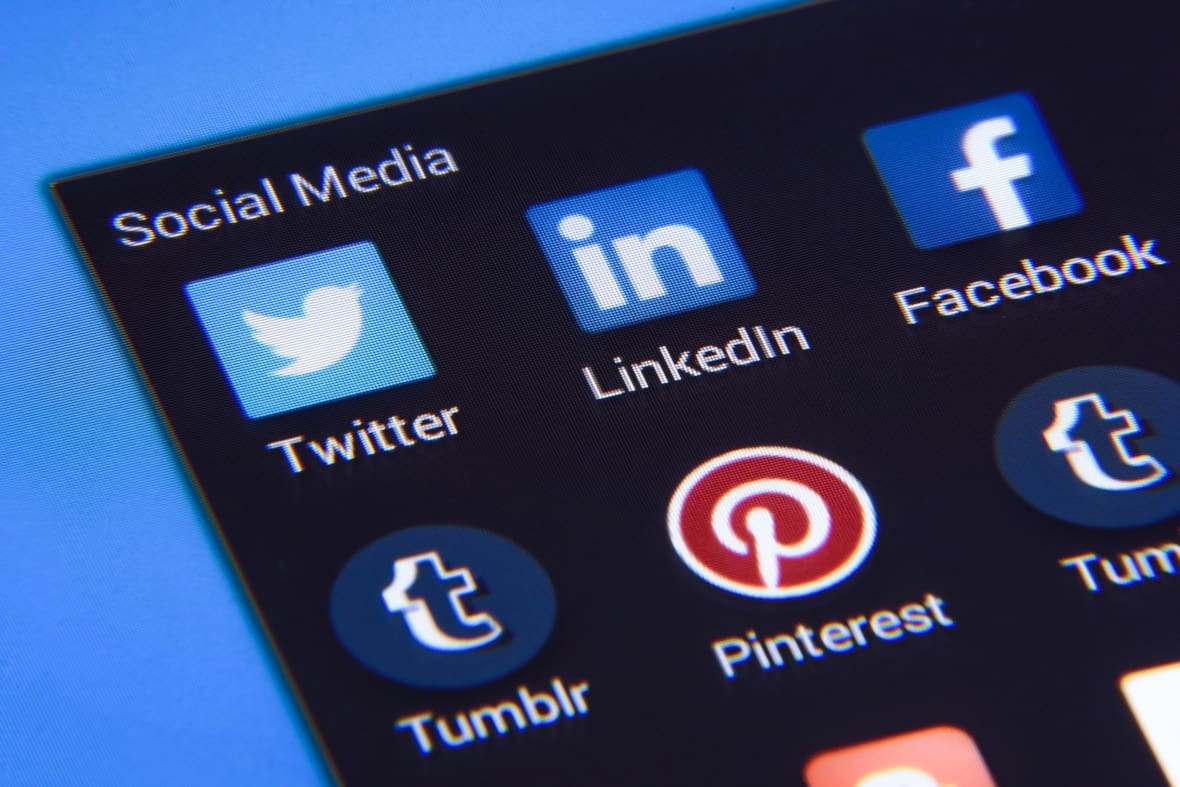 Social media icons on a phone