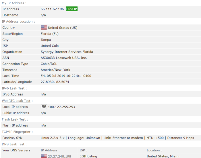 Hotspot Shield Leak Test Results