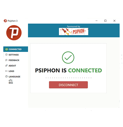Screenshot of Psiphon Desktop App Main Screen