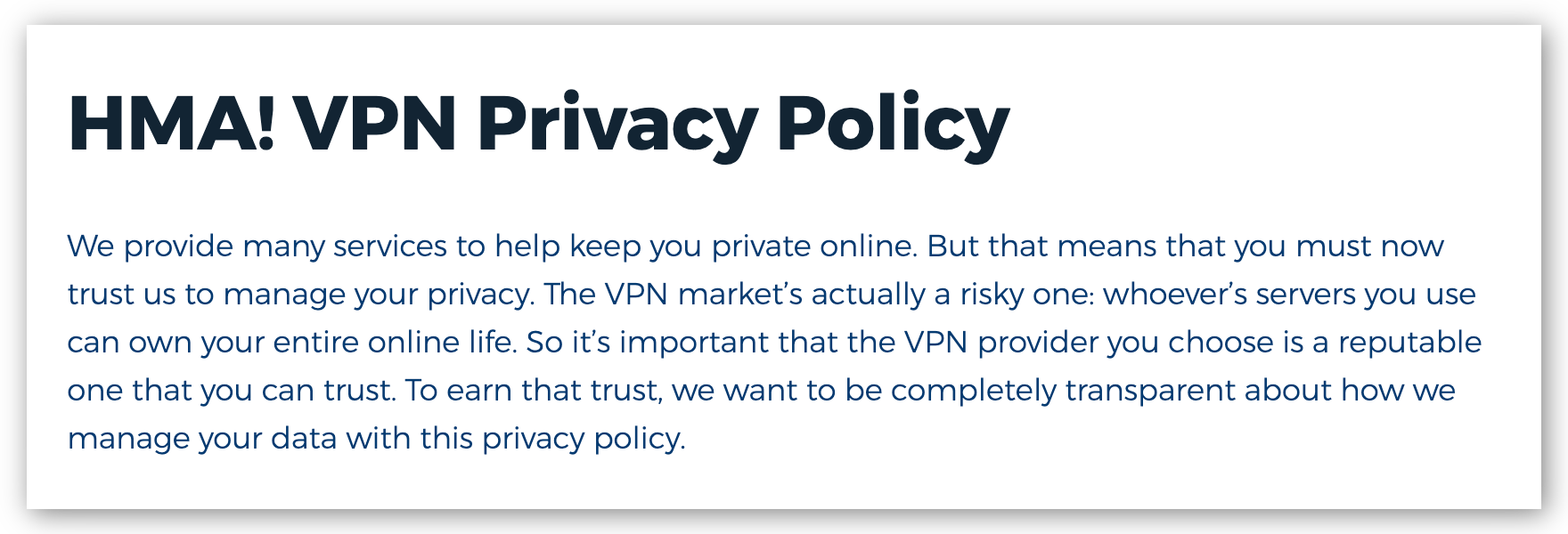 HideMyAss! Privacy Policy