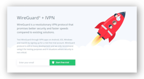 Promotion on IVPN's website talking about its WireGuard implementation