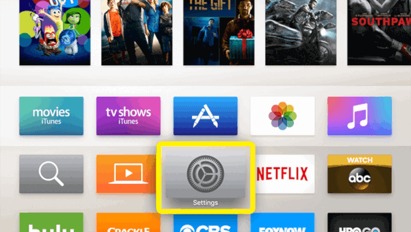 Screenshot of Apple TV main menu