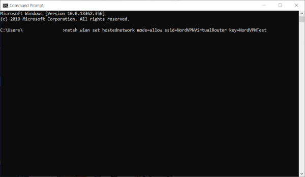 Screenshot of command prompt