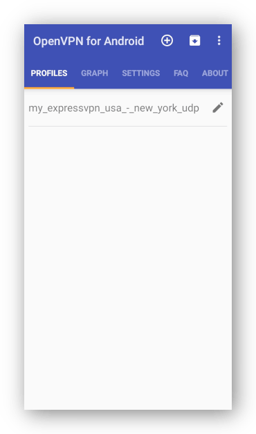 Screenshot of ExpressVPN config file in OpenVPN for Android app edit