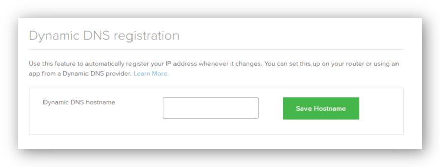 Screenshot of registering DDNS hostname with ExpressVPN