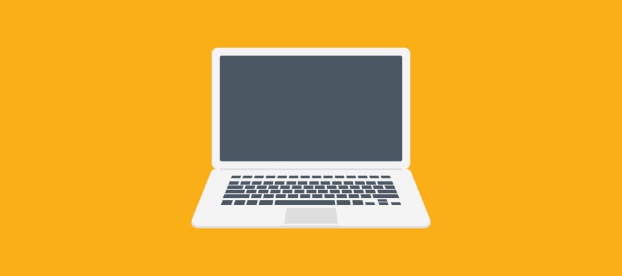 Illustration of a laptop computer on an orange background