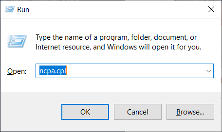 Screenshot of Windows Run box