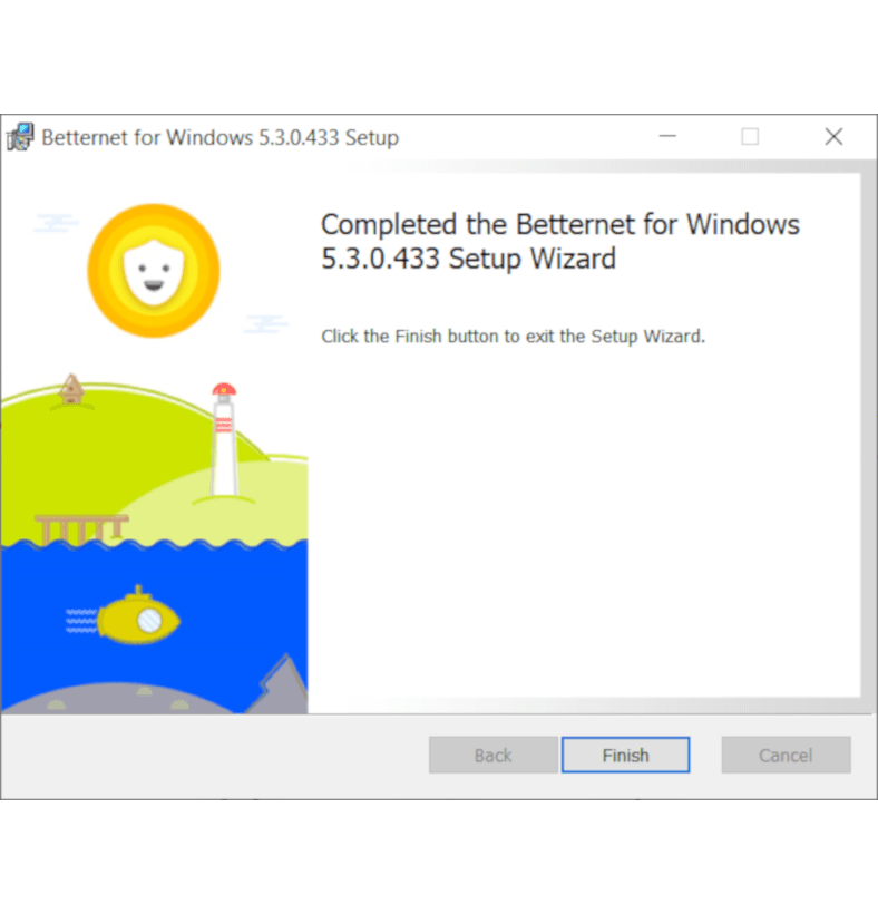 Screenshot of Betternet installation wizard