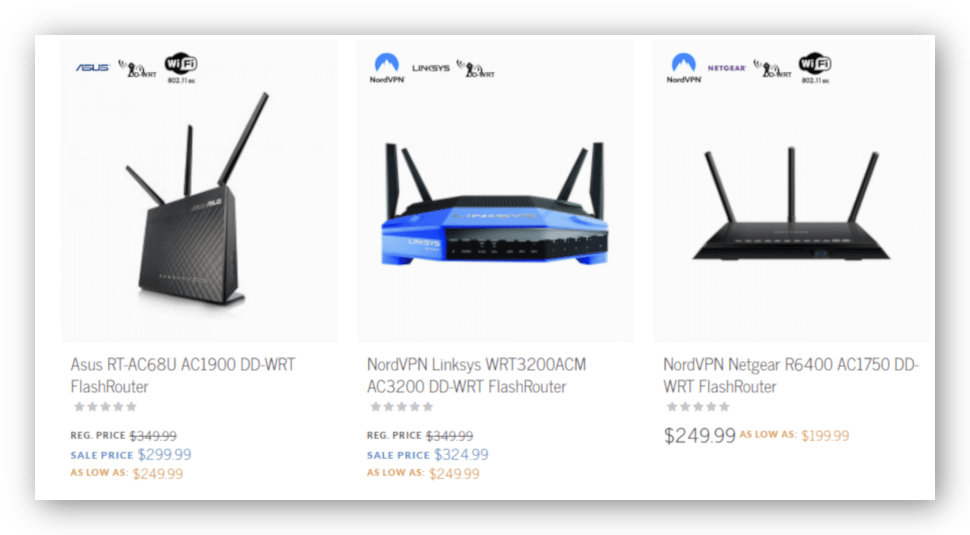 FlashRouters' website with router prices