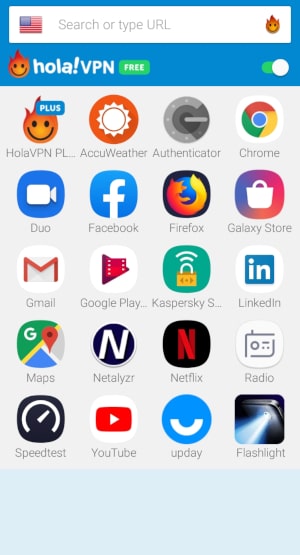 Schermata dell’app per Android di Hola VPN