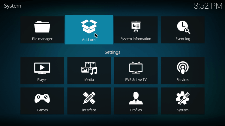 Haga clic en la pestaña complementos en la configuración