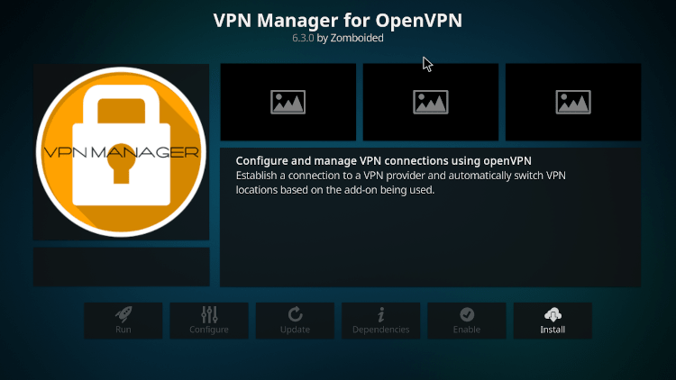 Find and install VPN Manager for OpenVPN