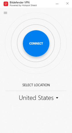 A screenshot of the Bitdefender VPN PC app