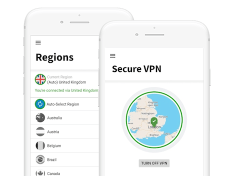 Dos capturas de pantalla de la aplicación móvil VPN Secure VPN Norton Sida a lado