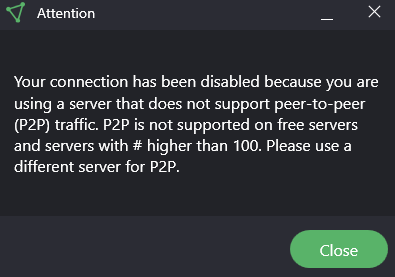 Proton VPN blocking free P2P traffic