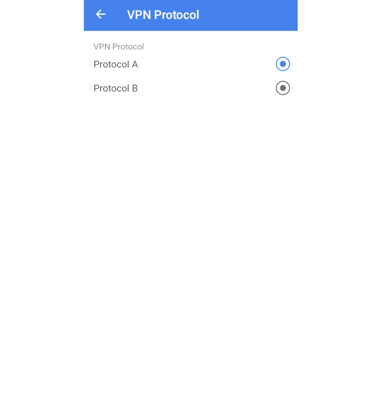 Screeshot of Snap VPN's protocol settings