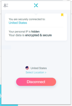 Screenshot of X-VPN's Chrome browser extension