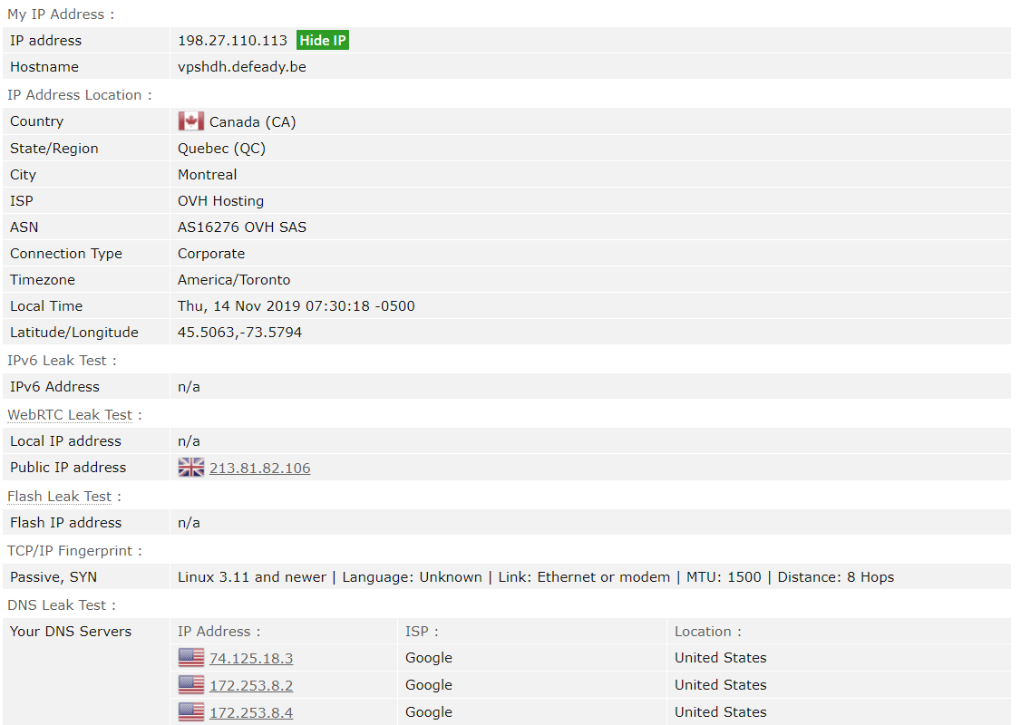 Screenshot of X-VPN leak test result showing WebRTC leaks