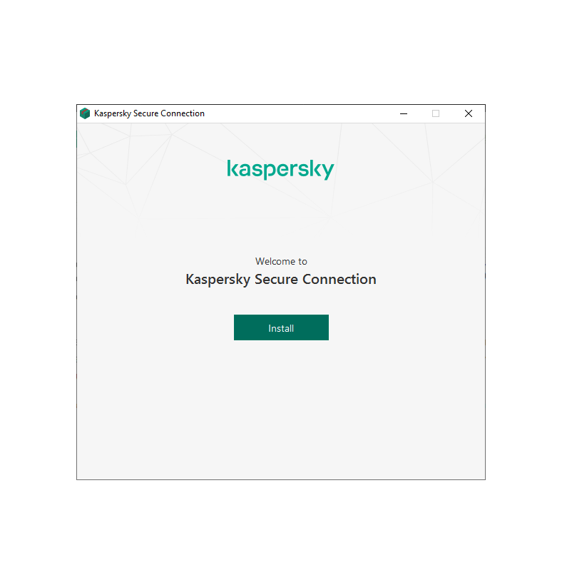 Captura de pantalla del primer paso en la instalación de Kaspersky Secure Connection