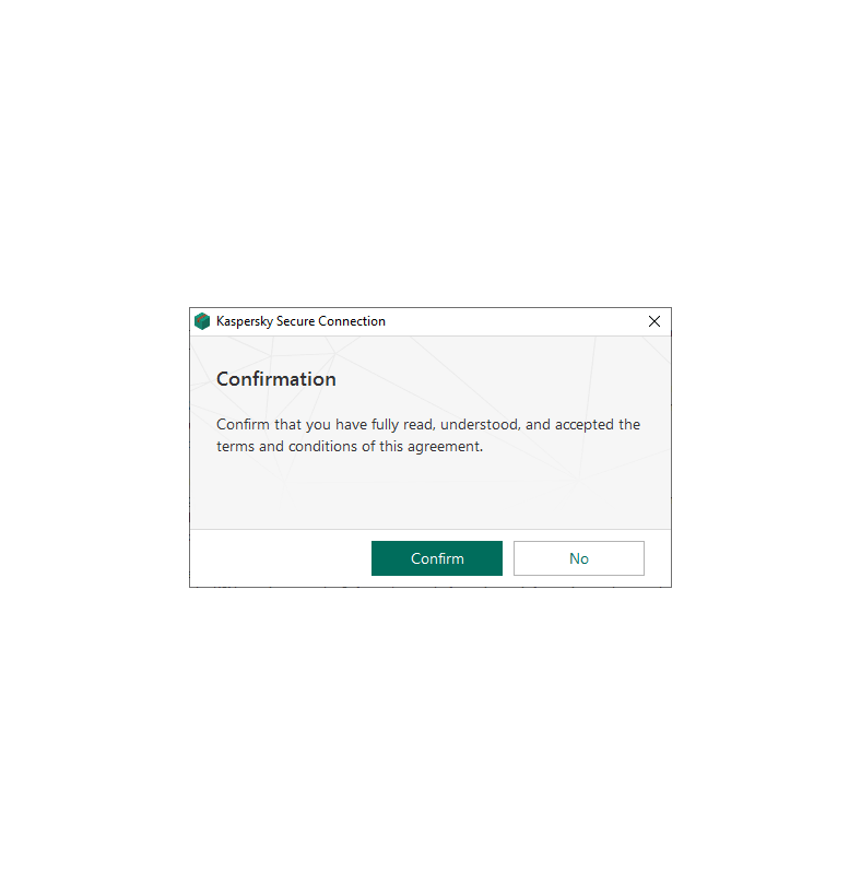 Captura de pantalla del proceso de instalación de la conexión segura de Kaspersky