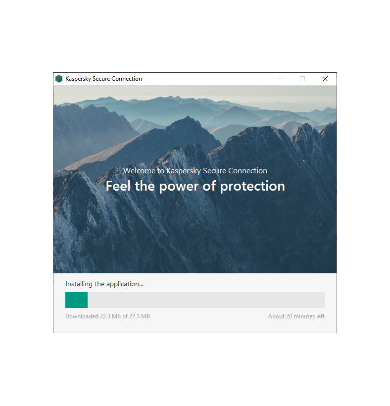 Captura de pantalla de la conexión segura de Kaspersky Instalación