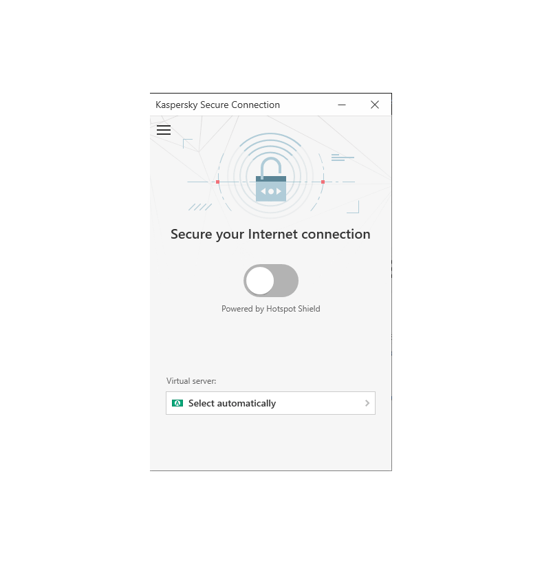 Captura de pantalla de la aplicación Kaspersky Secure Connection