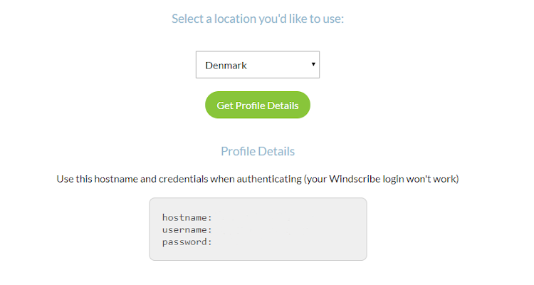 The Windscribe Profile Details page