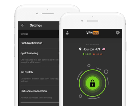 VPNhub's mobile app