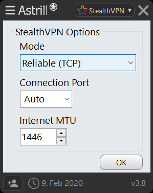 Ajustes de seguridad de Astrill VPN