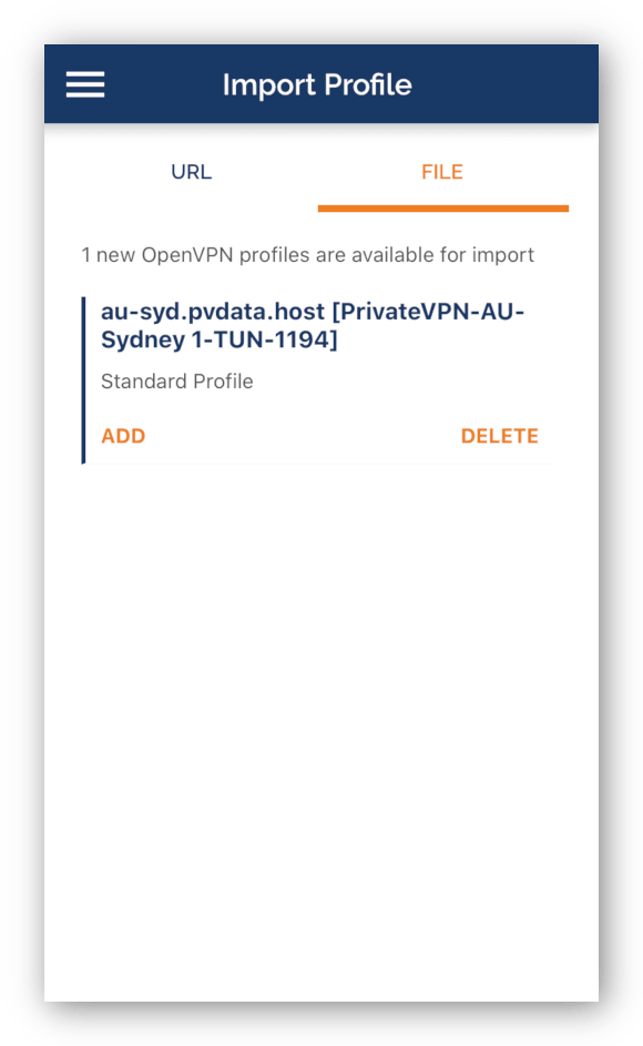 Importing an .ovpn file in OpenVPN Connect app