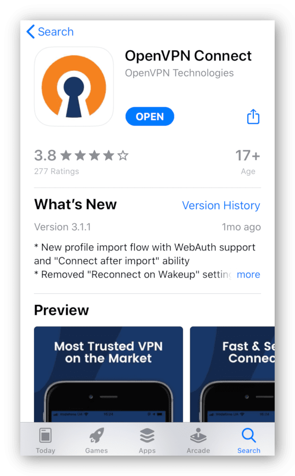 OpenVPN Connect in the App Store