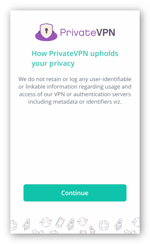 The PrivateVPN app privacy policy agreement