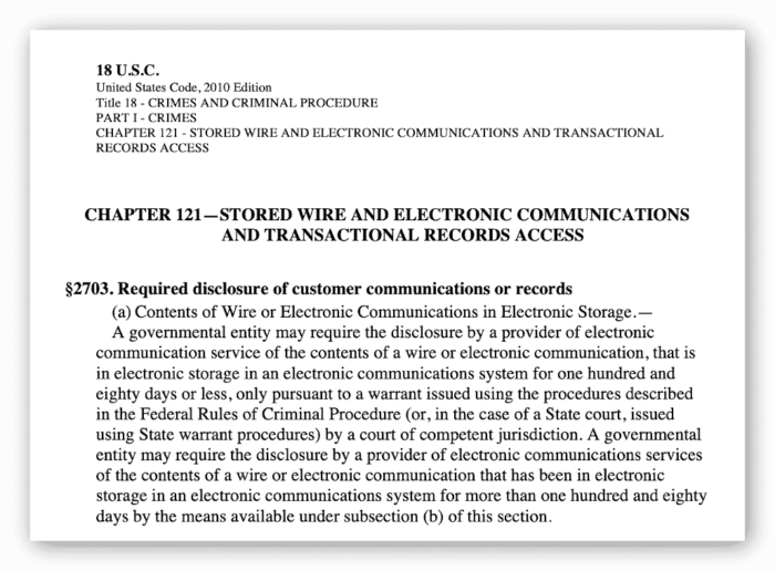Excerpt from The Stored Communications Act 2010