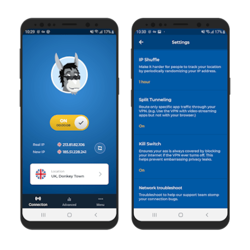 HideMyAss en un smartphone Android.