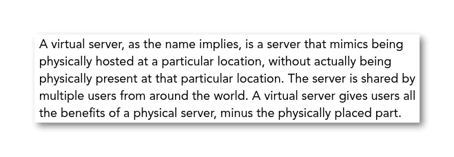 screenshot from PureVPN's website discussing virtual servers